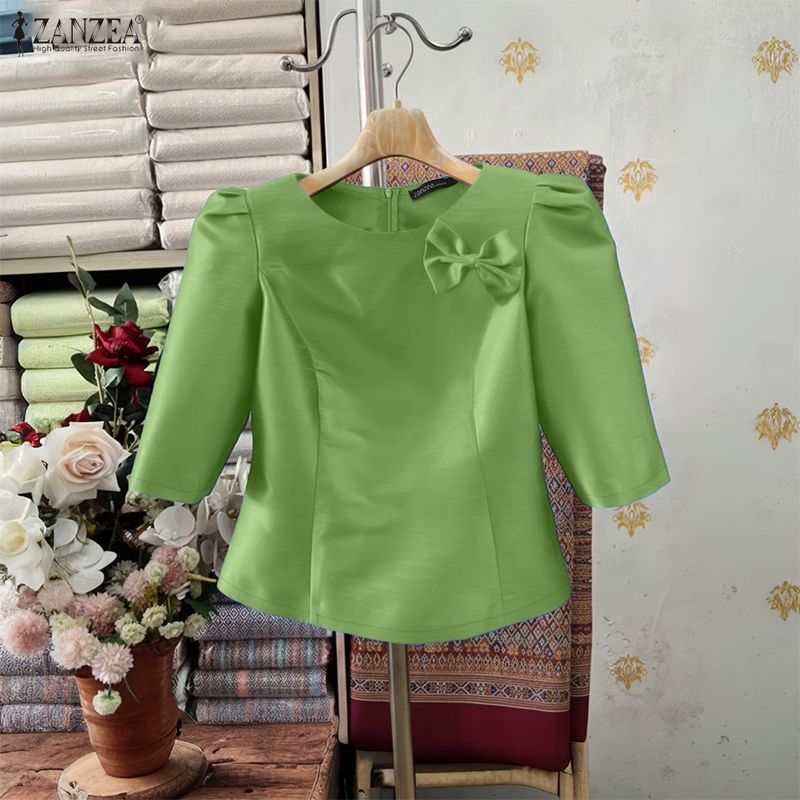 Thai Silk Blouse - ZANZEA Women's Elegant Satin Blouses Classy