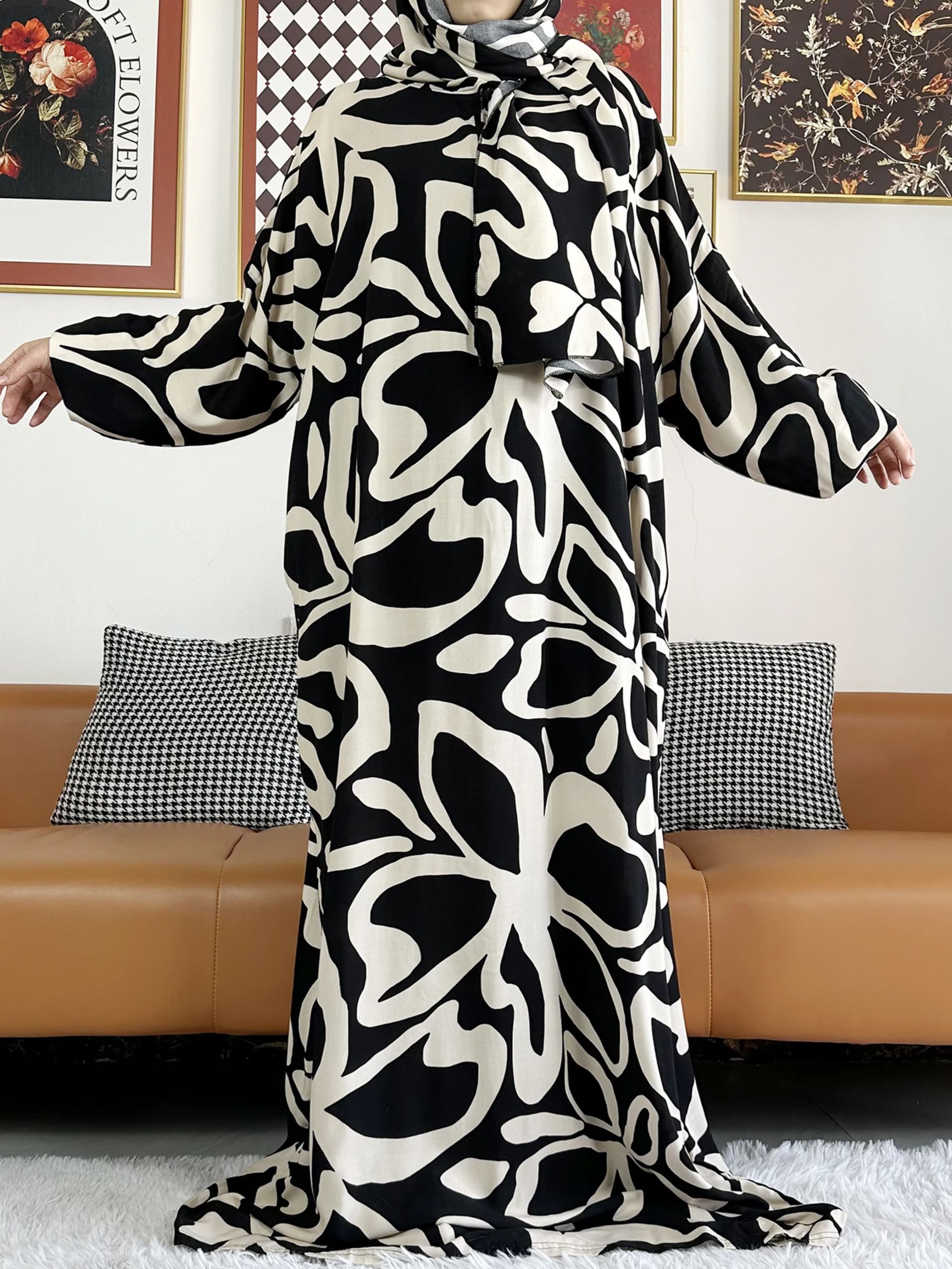 Ethnic Gown - 2025 Muslim Cotton Lady's Abayas Ramadan