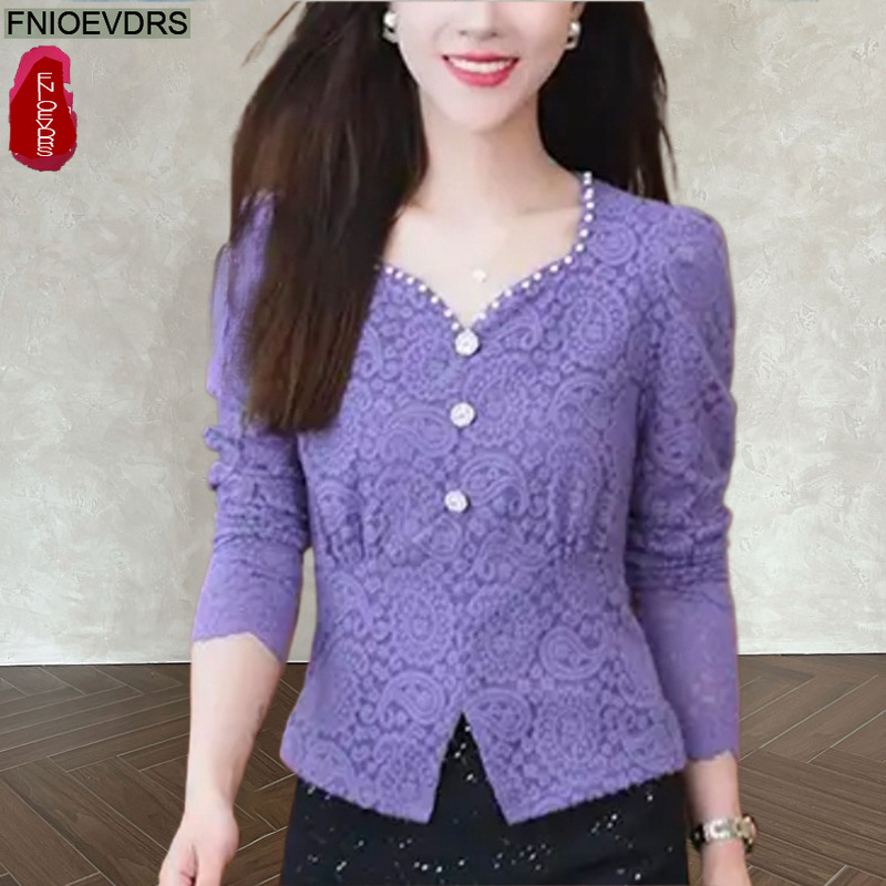 Hollow Out Crochet Lace Tops B – Thai Silk Blouse recenzja i cena