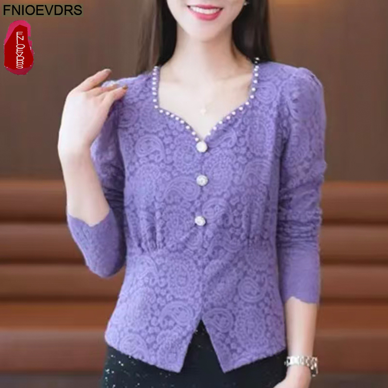 Hollow Out Crochet Lace Tops B – Thai Silk Blouse recenzja i cena