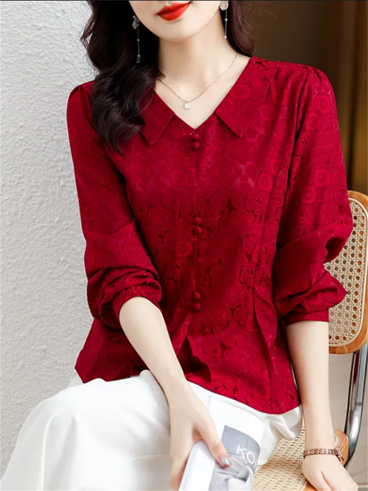 Retro Women's Shirt Jacquard S – Thai Silk Blouse recenzja i cena