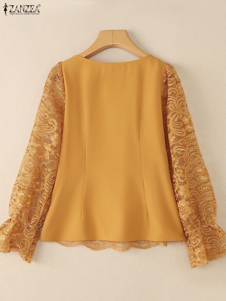 2025 ZANZEA Autumn Lace Patchw – Thai Silk Blouse recenzja i cena