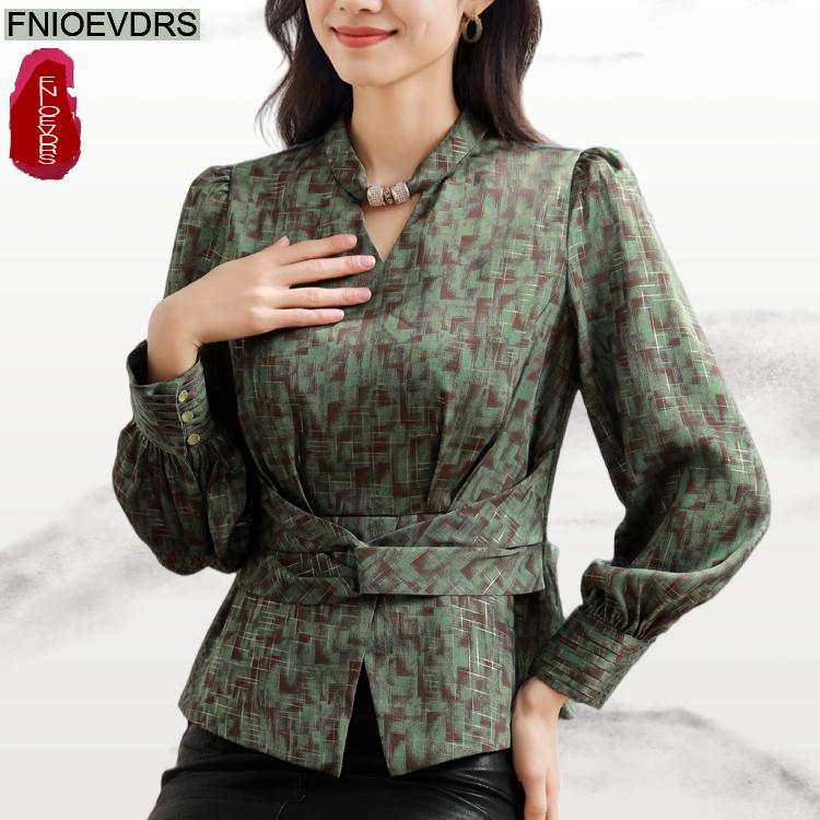 Retro Vintage Green Flower Pri – Thai Silk Blouse recenzja i cena