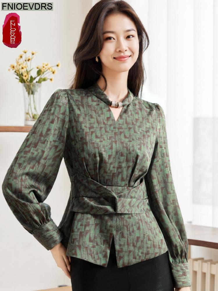 Retro Vintage Green Flower Pri – Thai Silk Blouse recenzja i cena