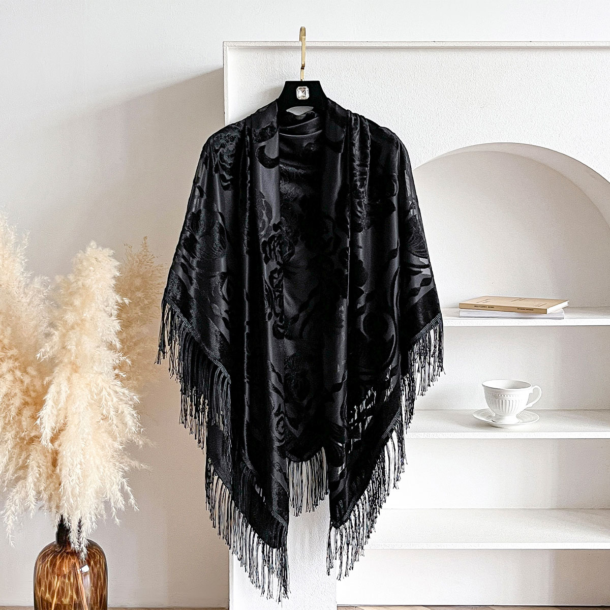 Retro Velvet Tassel Scarf Flor – Winter Ethnic Fashion For Women recenzja i cena
