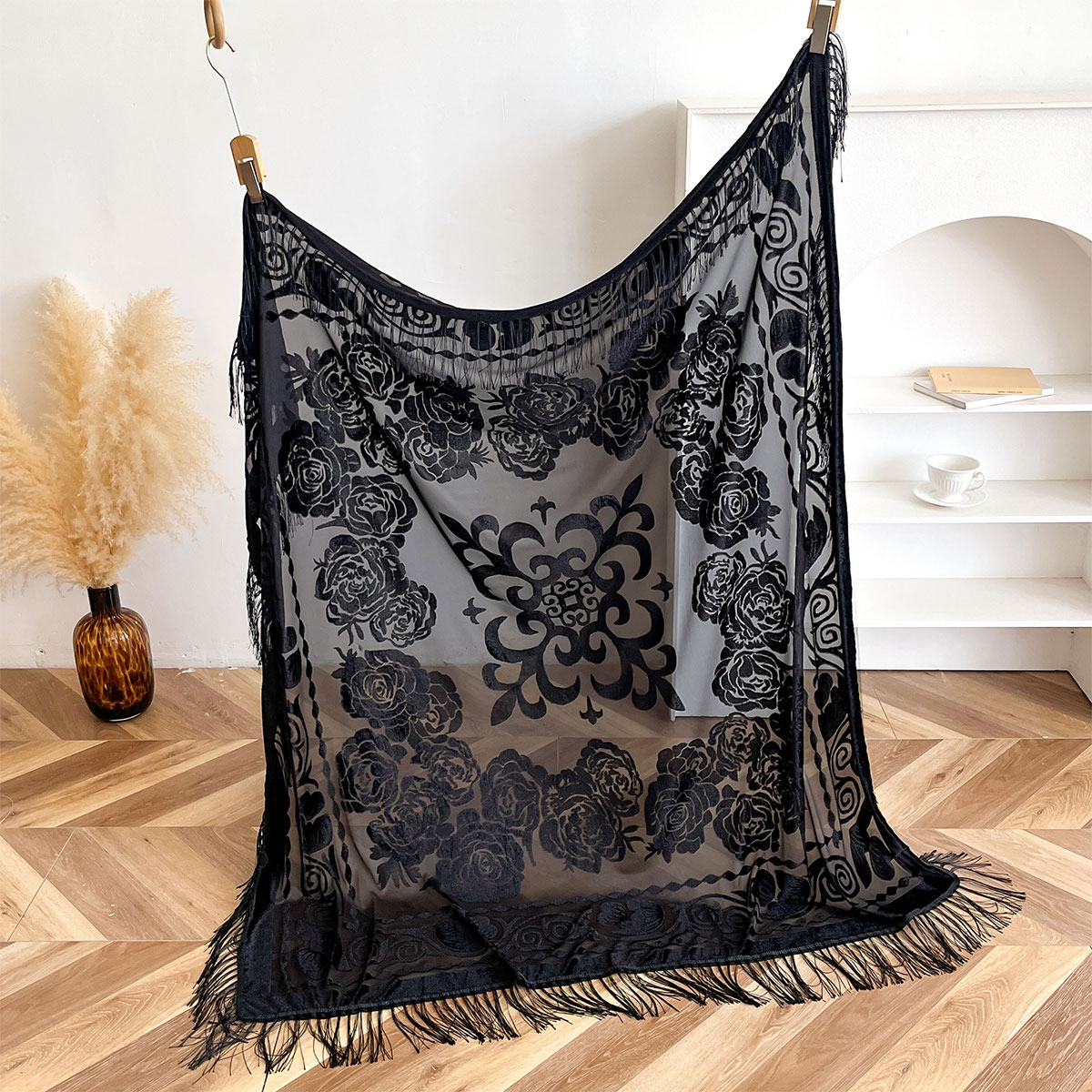 Retro Velvet Tassel Scarf Flor – Winter Ethnic Fashion For Women recenzja i cena