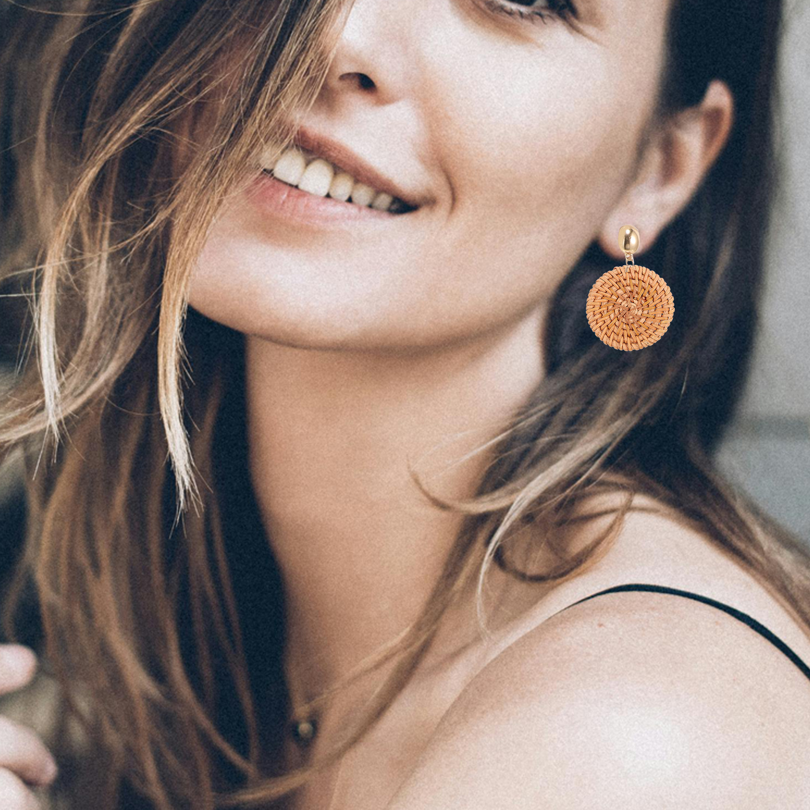 5Pcs Rattan Round Woven Discs  – Ethnic Fashion Jewellery recenzja i cena